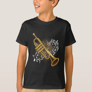 Trumpet Player Musical Notes Jazz Music Art T-Shirt