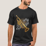 Trumpet Player Musical Notes Jazz Music Art T-Shirt<br><div class="desc">Marching Band Music Instrument Geschenk für Musiker. Trumpet Player Musical Notes Jazz Music Art.</div>