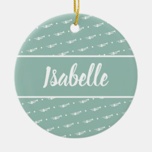 Trumpet Player Musician Gift Personalisiert Green Keramik Ornament