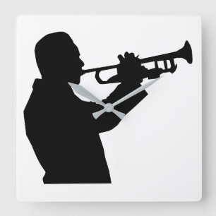 Trumpet Player Quadratische Wanduhr