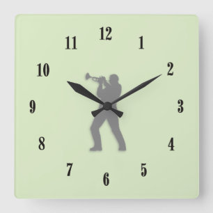 Trumpet Player Quadratische Wanduhr