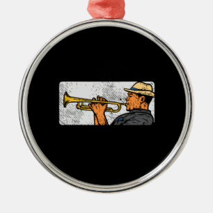Trumpet Player Retro Trumpet Jazzmusik Ornament Aus Metall