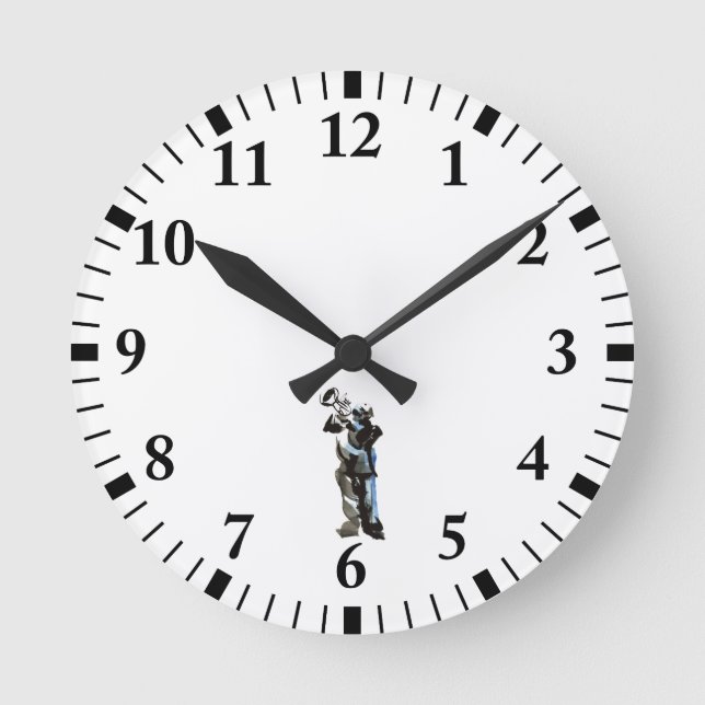 Trumpet Player Runde Wanduhr (Vorderseite)