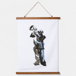 Trumpet Player Wandteppich Mit Holzrahmen
