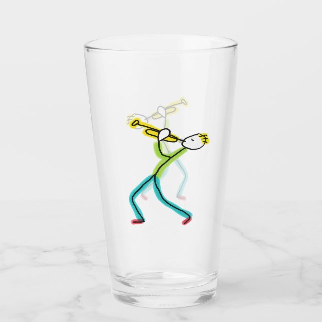Trumpet Playing Stickman Glas (Vorderseite)