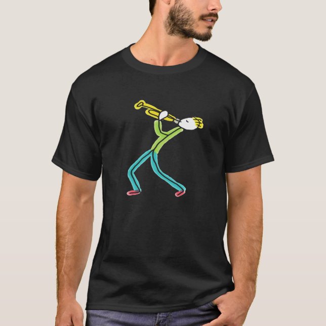 Trumpet Playing Stickman T-Shirt (Vorderseite)