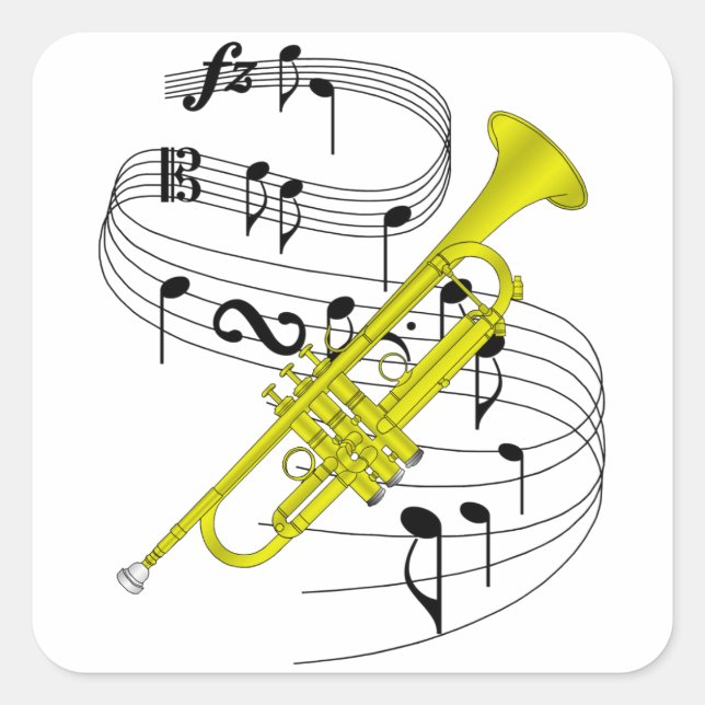 Trumpet Quadratischer Aufkleber (Vorderseite)