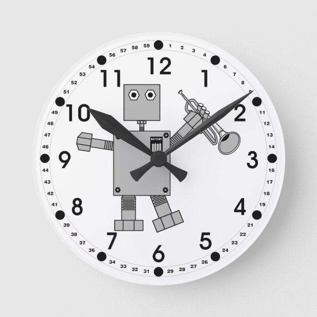 Trumpet Robot Runde Wanduhr (Vorderseite)