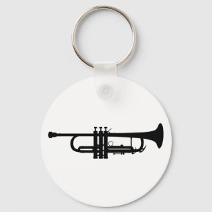Trumpet Silhouette, brass musical instrument, horn Schlüsselanhänger