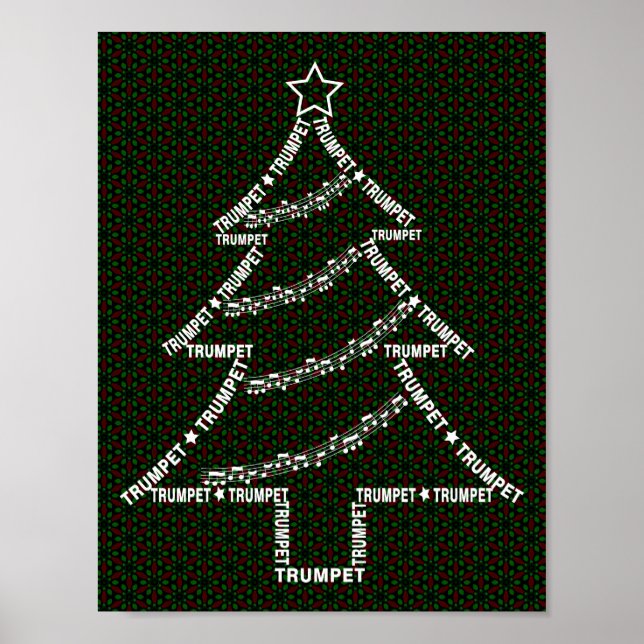 Trumpet Text Weihnachtsbaum Poster (Vorne)