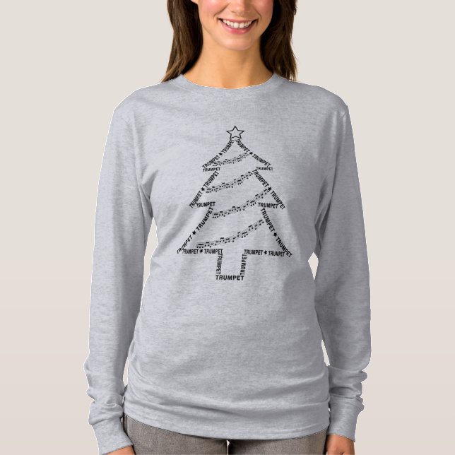 Trumpet Text Weihnachtsbaum T-Shirt (Vorderseite)