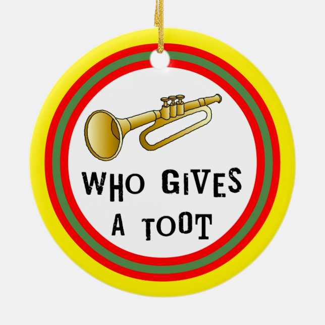 Trumpet Toot Keramik Ornament (Hinten)