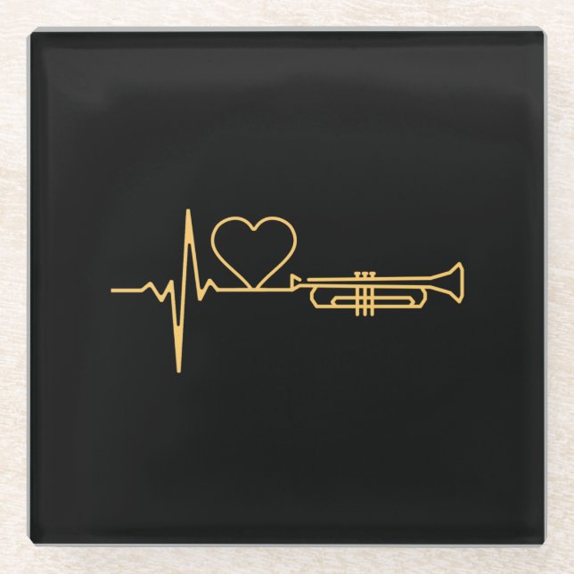 Trumpet - Trumpet-Herzschlaggeschenk Glasuntersetzer (Vorderseite)