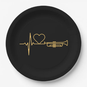 Trumpet - Trumpet-Herzschlaggeschenk Pappteller