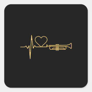 Trumpet - Trumpet-Herzschlaggeschenk Quadratischer Aufkleber