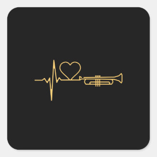 Trumpet - Trumpet-Herzschlaggeschenk Quadratischer Aufkleber
