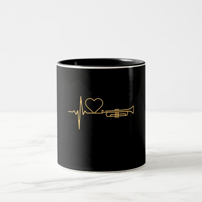 Trumpet - Trumpet-Herzschlaggeschenk Zweifarbige Tasse (Mittel)