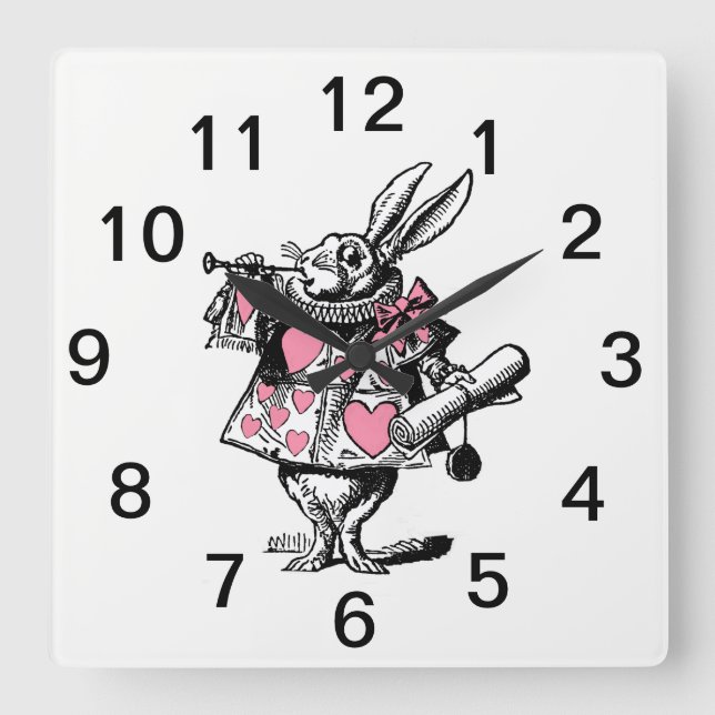 Trumpeter-Alice im Wunderland P Quadratische Wanduhr (Vorderseite)