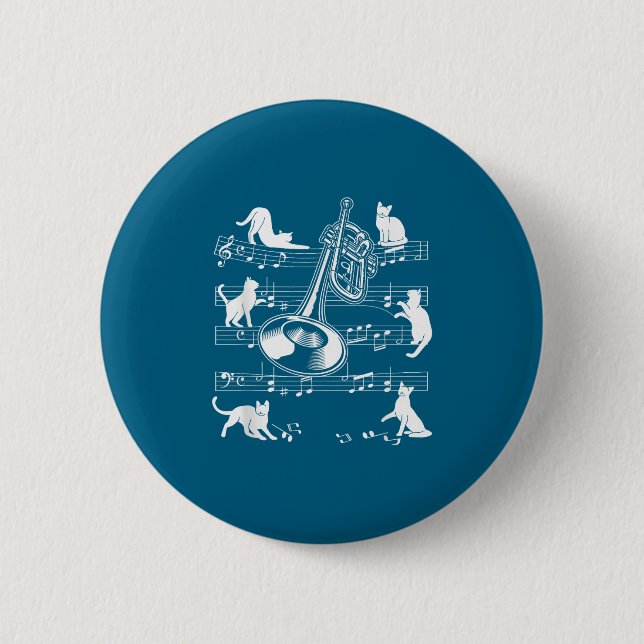 Trumpeter Cats For Cat Loving Trumpet Player  Button (Vorderseite)