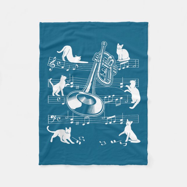 Trumpeter Cats For Cat Loving Trumpet Player  Fleecedecke (Vorderseite)