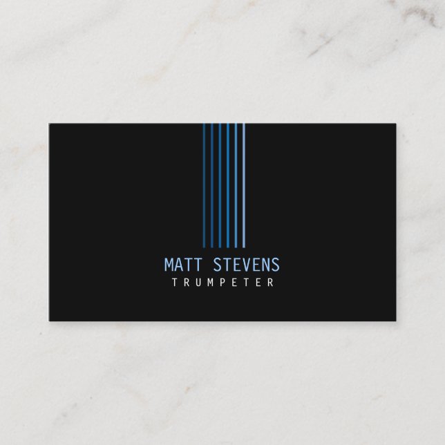 Trumpeter Musician Business Card Blue Beams Visitenkarte (Vorderseite)