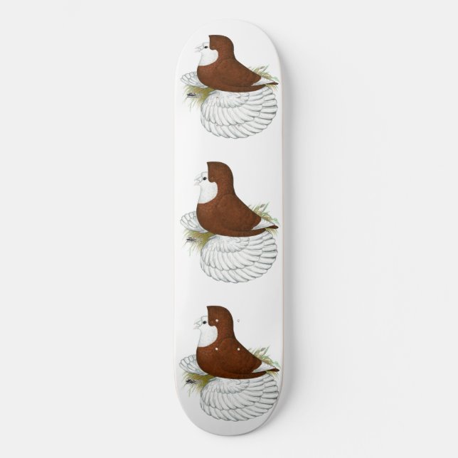 Trumpeter Pigeon Red Baldhead Skateboard (Vorderseite)