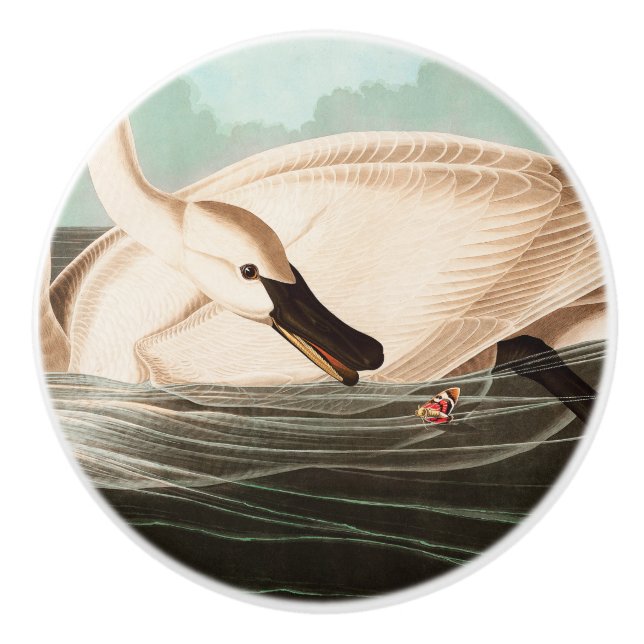 Trumpeter Swan und Butterfly Keramikknauf (Vorderseite)