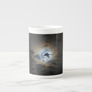 Trumpeter Swan und Full Moon Wildlife Foto Prozellantasse