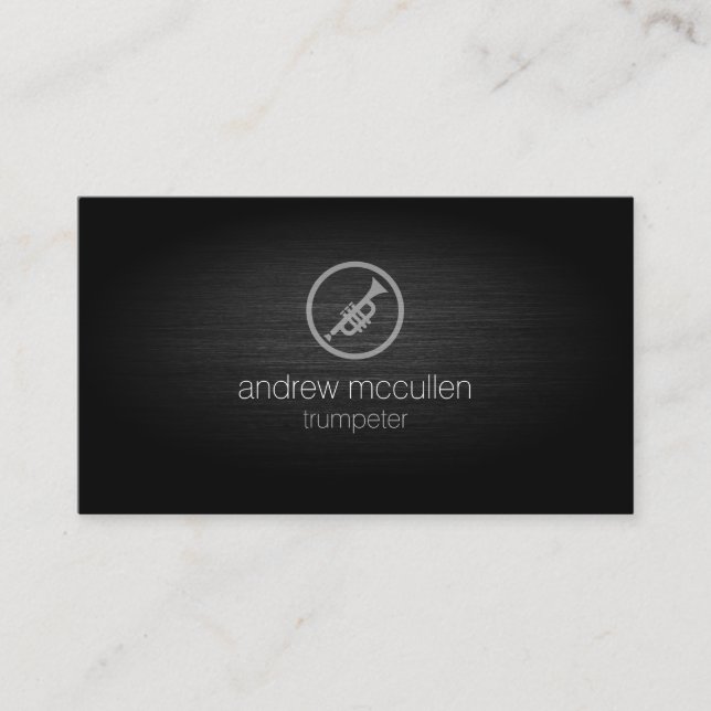 Trumpeter Trumpet Icon Brushed Metal Music Visitenkarte (Vorderseite)