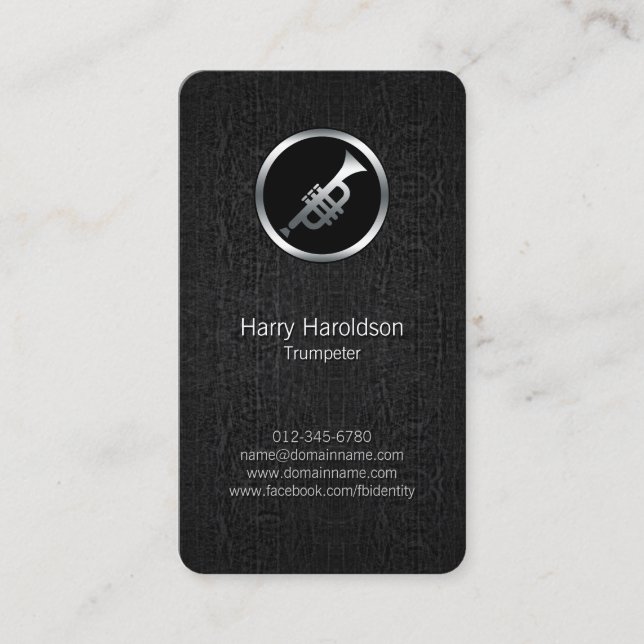 Trumpeter Trumpet Icon Grunge BusinessCard Visitenkarte (Vorderseite)