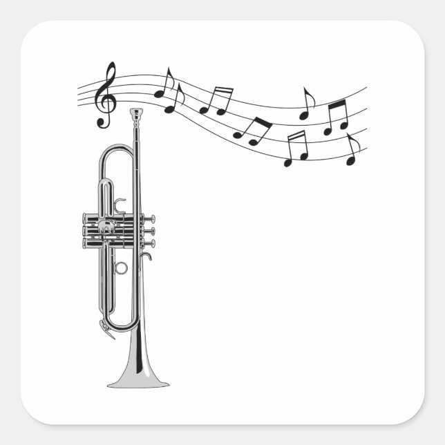 Trumpett-Player Quadratischer Aufkleber (Vorderseite)