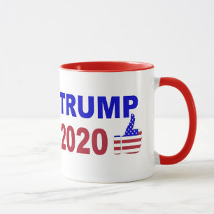 Trumpf 2020 greift herauf rotes weißes und blau a tasse