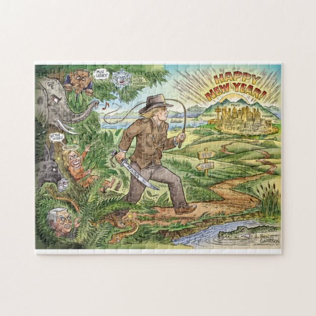 Trumpf-neues Jahr-Ben-Garnison-Cartoon-Puzzlespiel (Horizontal)