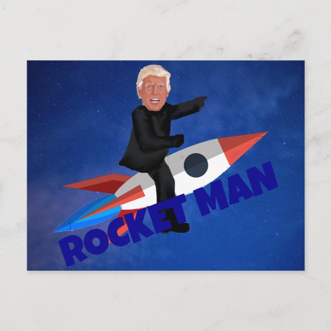Trumpf reitet ein Rocket Postkarte (Vorderseite)