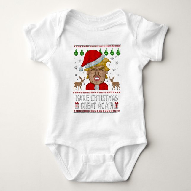 Trumpf stellen Weihnachten große wieder hässliche Baby Strampler (Vorderseite)