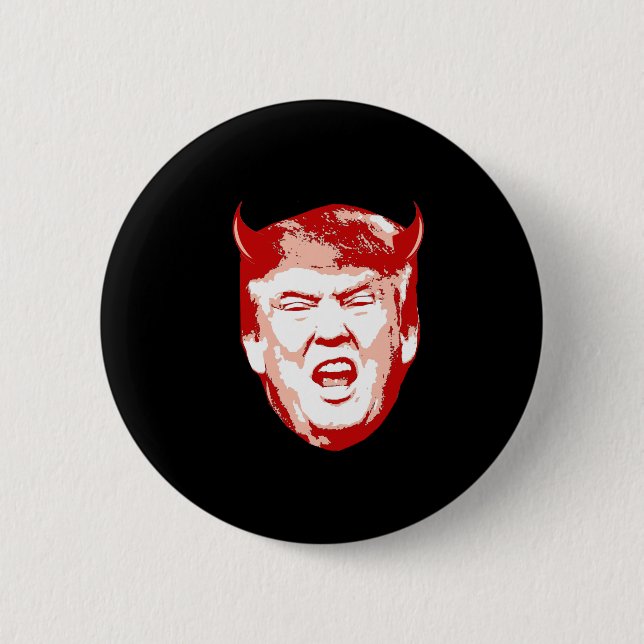 Trumpf-Teufel-Kopf - Anti-Trumpf - Button (Vorderseite)