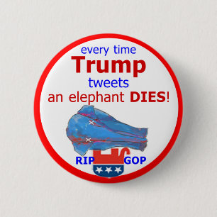 Trumpf tweetet u. ein Elefant-Würfel Button