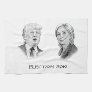 Trumpf und Hillary-Bleistift-Porträts, Wahl 2016 Geschirrtuch