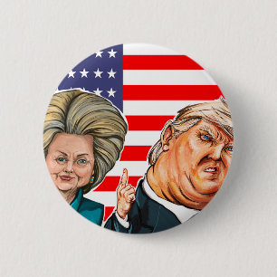 Trumpf-und Hillary-Karikatur Button