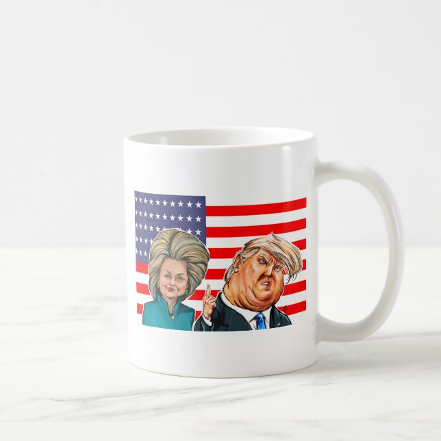 Trumpf-und Hillary-Karikatur Kaffeetasse (Rechts)