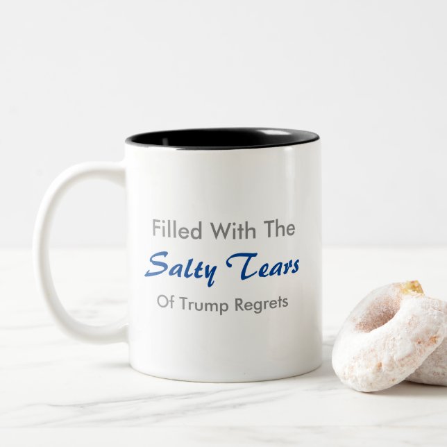 Trumpf zerreißt Kaffee-Tasse Zweifarbige Tasse (Mit Donut)