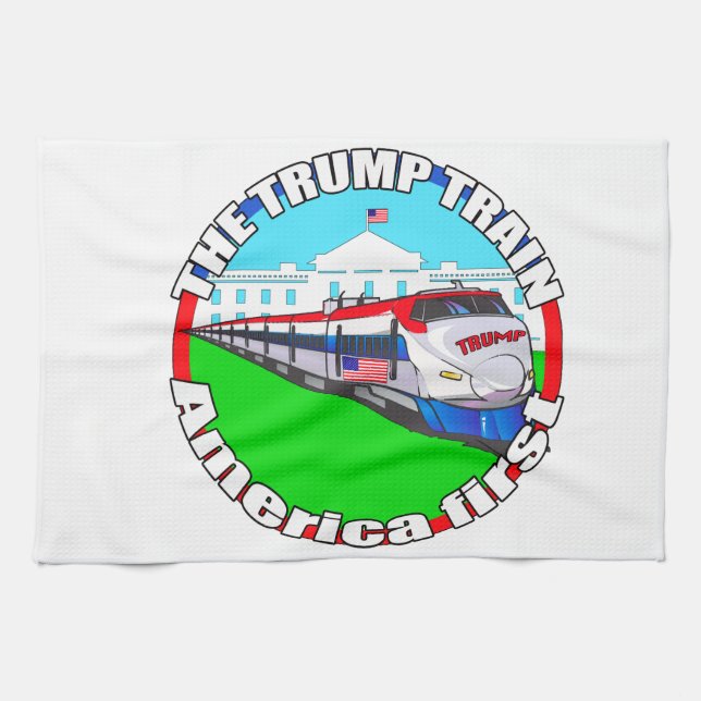 Trumpf-Zug Amerika zuerst Küchentuch (Horizontal)