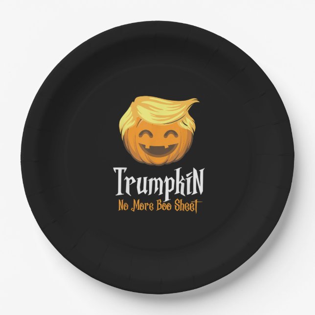 Trumpkin Boo Sheet Funny Halloween Pappteller (Vorderseite)