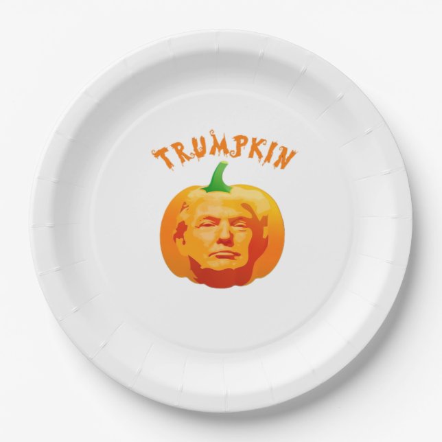 Trumpkin Funny Halloween - Spooky Parody Edition Pappteller (Vorderseite)