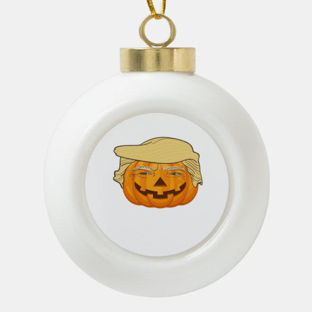 Trumpkin Halloween Funny Classic - Basic Fall Slot Keramik Kugel-Ornament (Vorderseite)