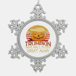 Trumpkin Halloween Funny Classic Schneeflocken Zinn-Ornament