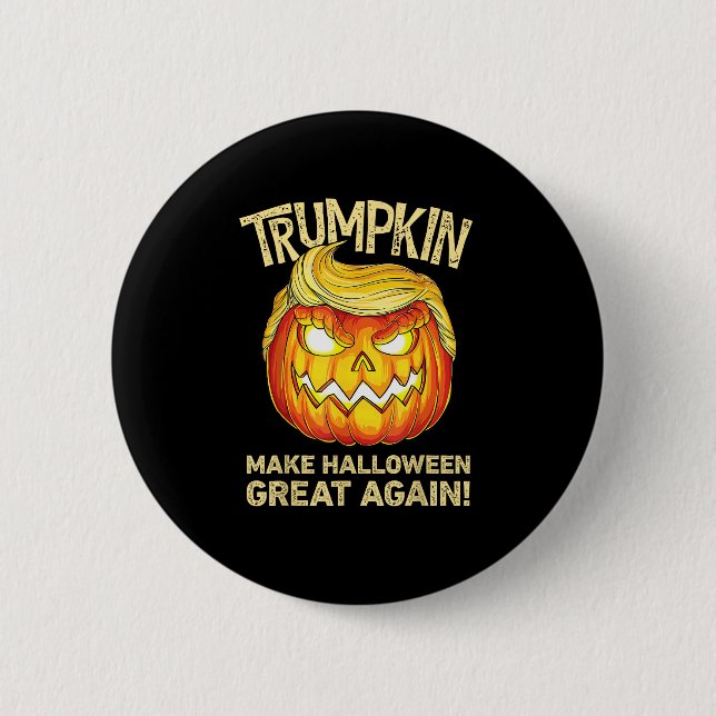 Trumpkin Halloween Great Again Funny Pumpkin Button (Vorderseite)