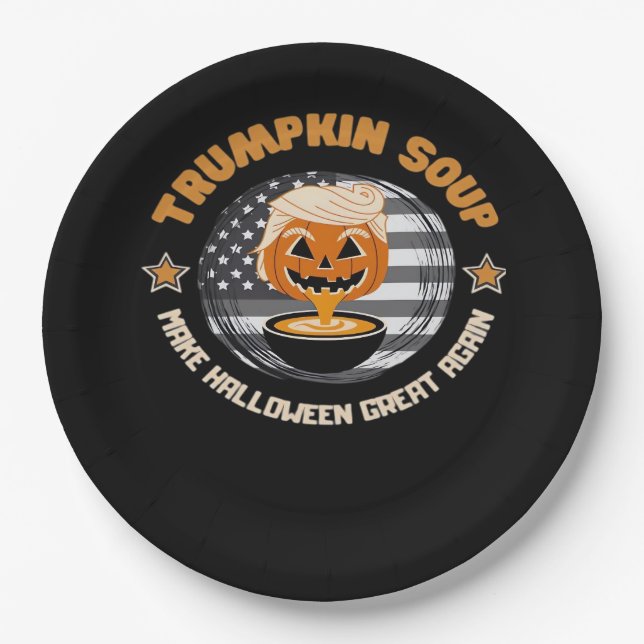 Trumpkin Halloween Great Again Pumpkin Soup F Pappteller (Vorderseite)
