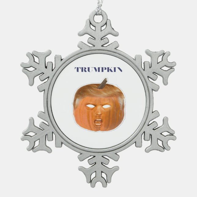 Trumpkin Halloween Mask Classic Schneeflocken Zinn-Ornament (Vorderseite)