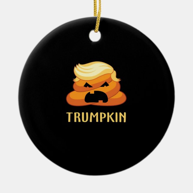 Trumpkin Kackte Funny Halloween Keramik Ornament (Vorne)